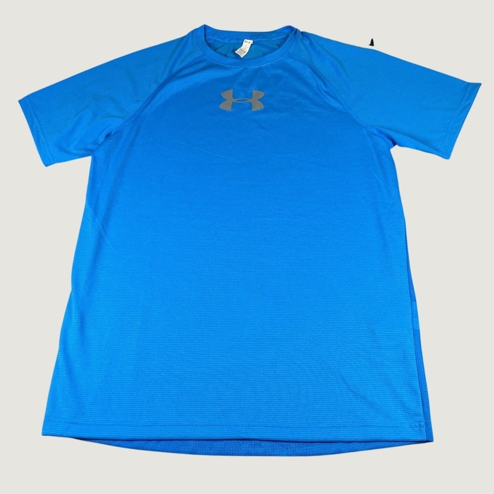 Under Armour HeatGear Shirt Mens M Blue Fitted Reflective Athletic NWT